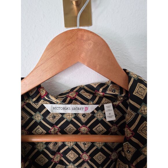 Victoria's Secret Vintage Pajama Set Loungewear Gold/Black Multi Medium - Picture 4 of 11